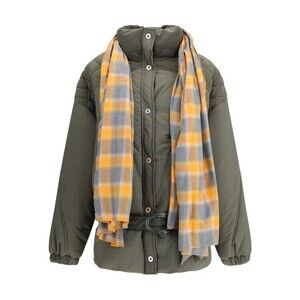 Marbell Quilted Down Jacket With Removable Checked Scarf - NWT